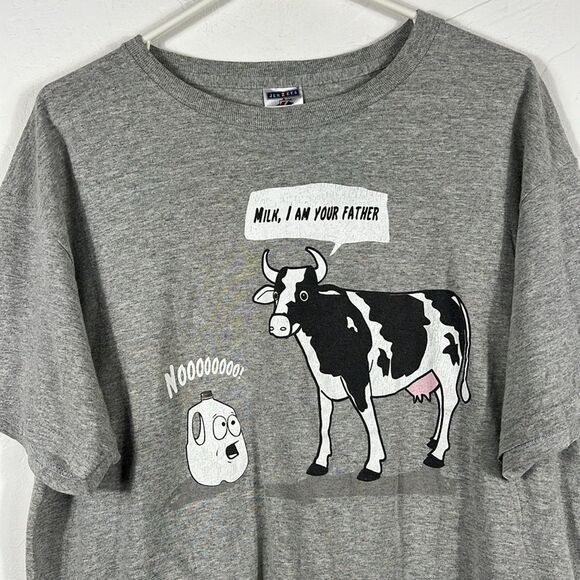 🔥🔥 Vintage “MILK, I AM YOUR FATHER” Star Wars Spoof Tee Sz LARGE - GUC - Picture 2 of 9